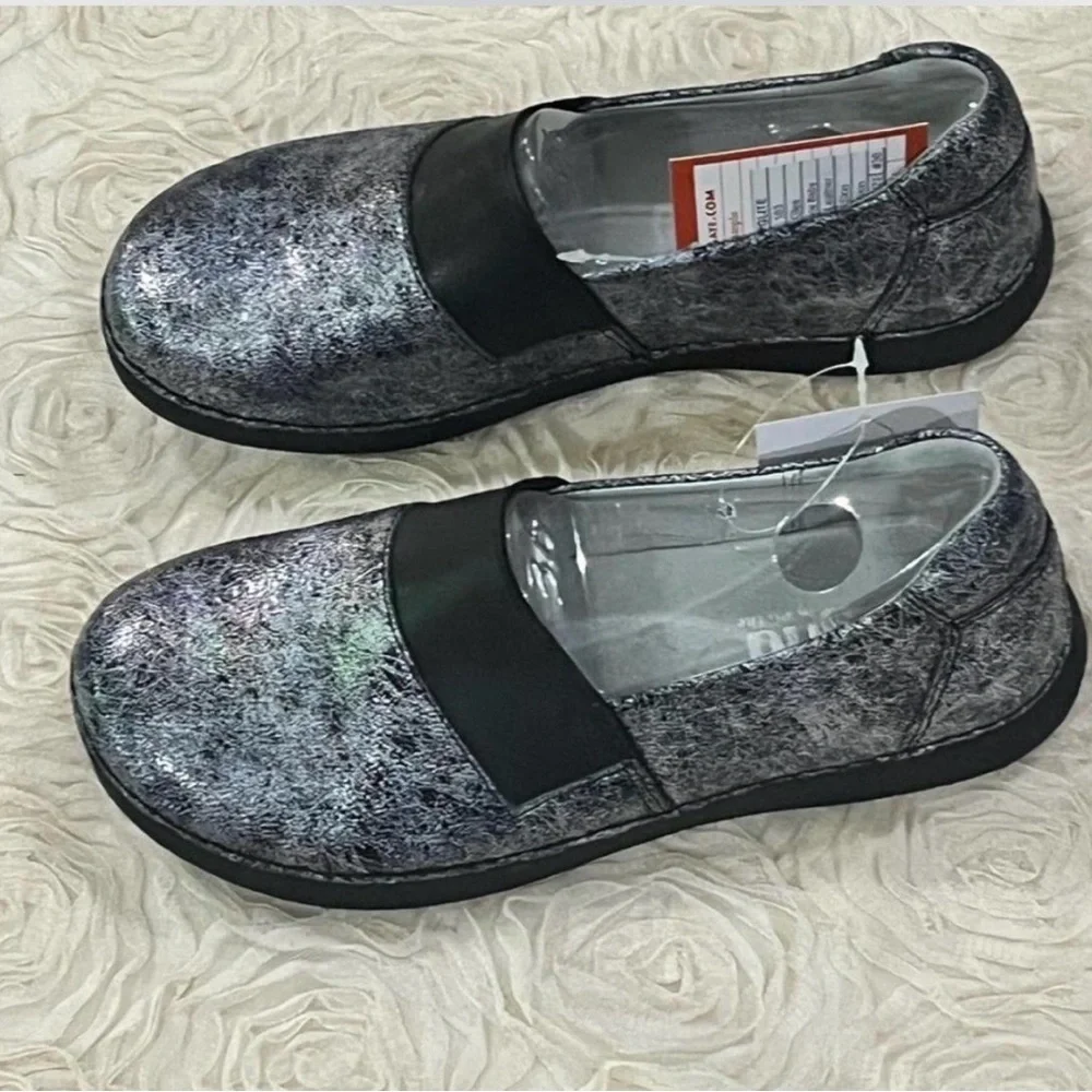 Alegria Glee professional nursing Shimmering Black Slip-On Shoes
